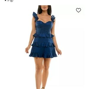 Elegant Blue Ruffle Dress 9/10